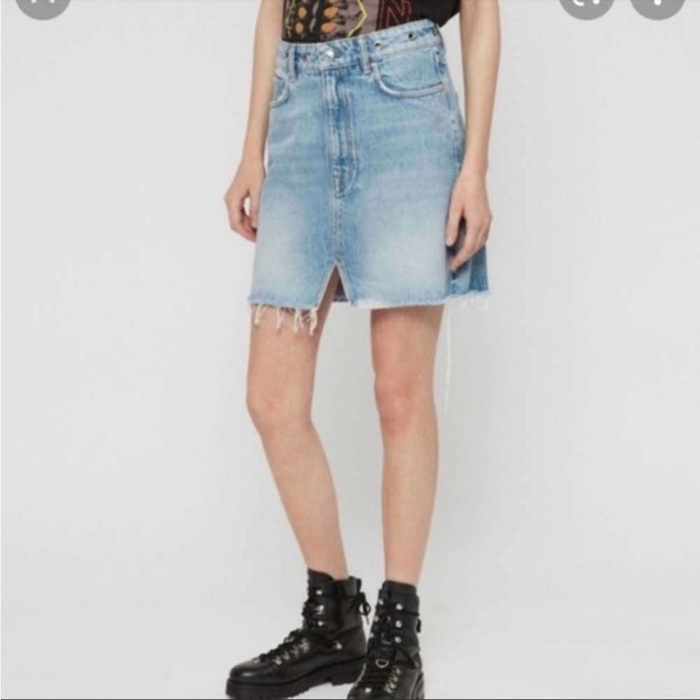 All saints lila eyelet denim mini skirt